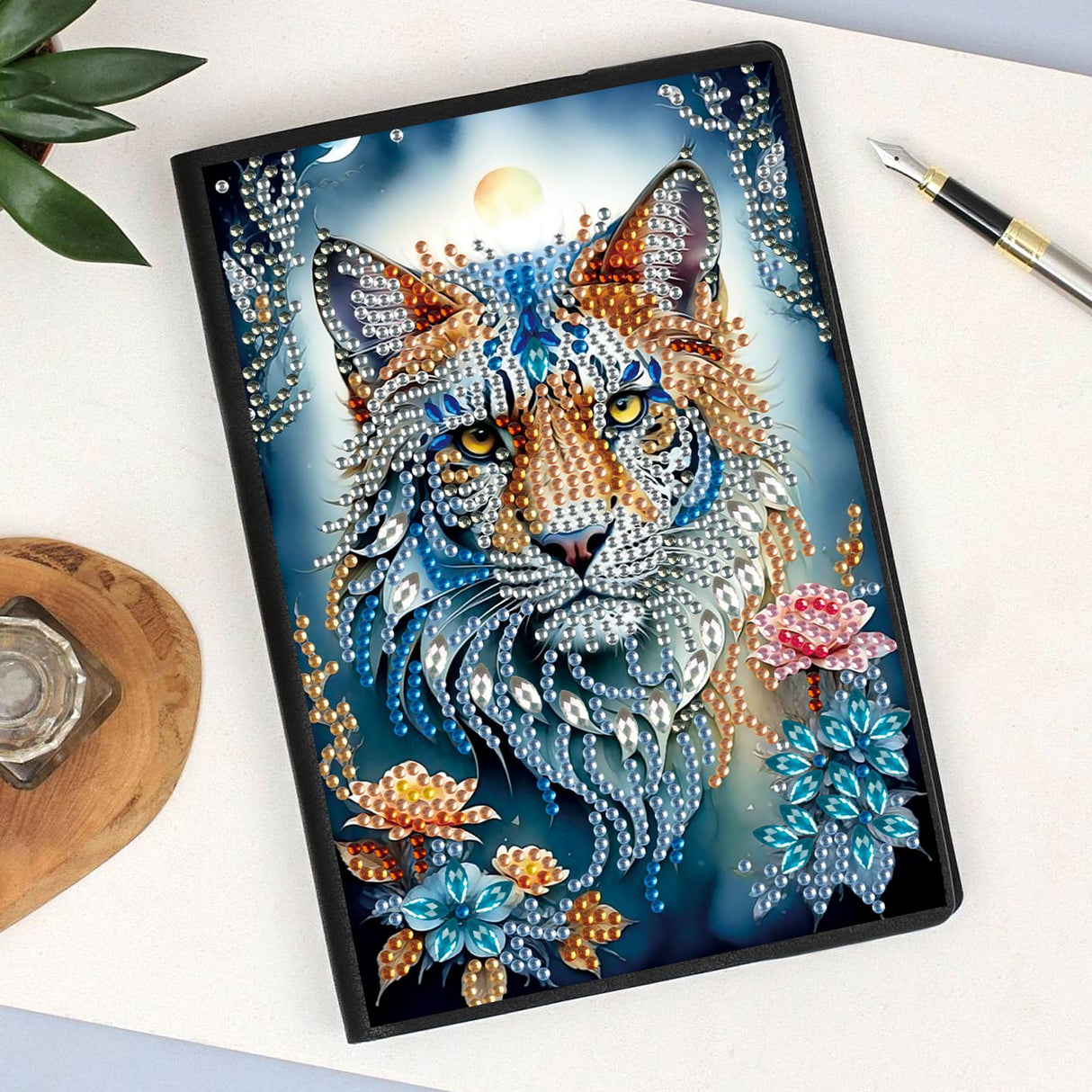 DCIDBEI 2 Pack DIY Diamond Painting Notebook Tiger Horse A5 Blank Diamond Painting Diary Sketchbook Book Rhinestone Craft Diamond Art Notebook Students 50 Sheets Diamond Journal Kits DCIDBEI