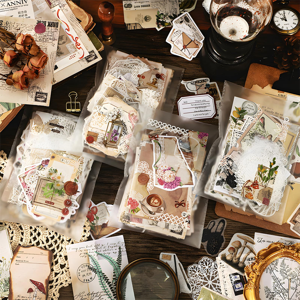 Teniinet 260 PCS Vintage Scrapbooking Supplies Aesthetic Journaling Kit,Large Collection for Bullet Junk Journals,Arts Craft Collage,Ephemera Adults,Beginners,Girls Teenage School Style(Flowers) Teniinet