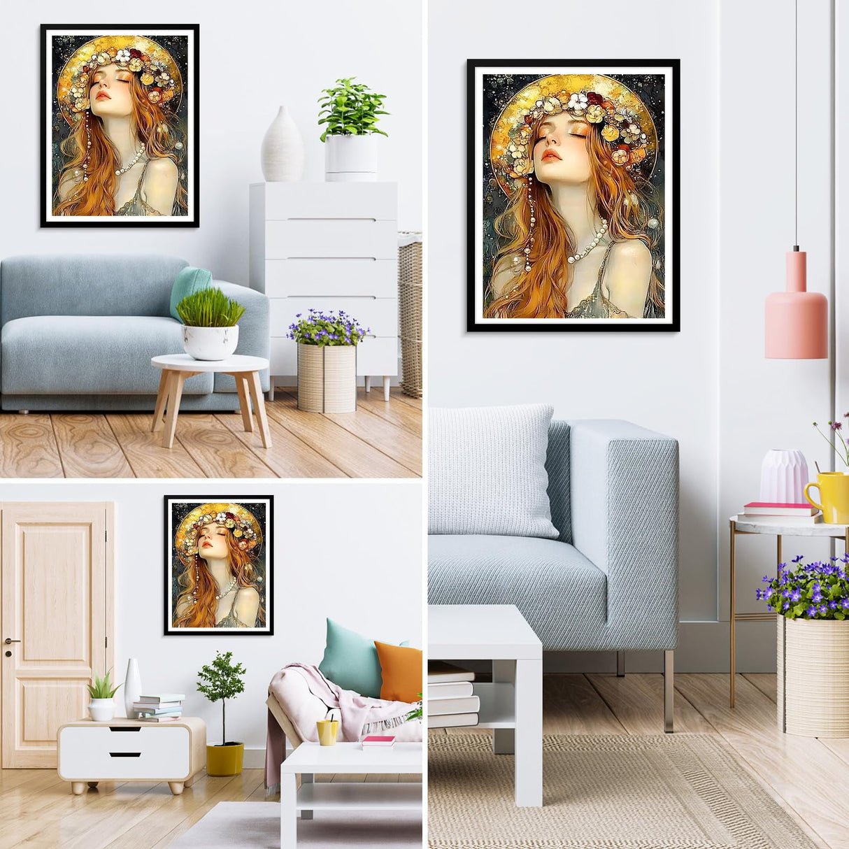 MXJSUA Beautiful Woman Diamond Art Painting Kits for Adults, Full Drill Diamond Dots Paintings for Beginners, Round 5D Paint with Diamonds Pictures Gems Art Painting Kits DIY Crafts Kits 12x16 Inch MXJSUA