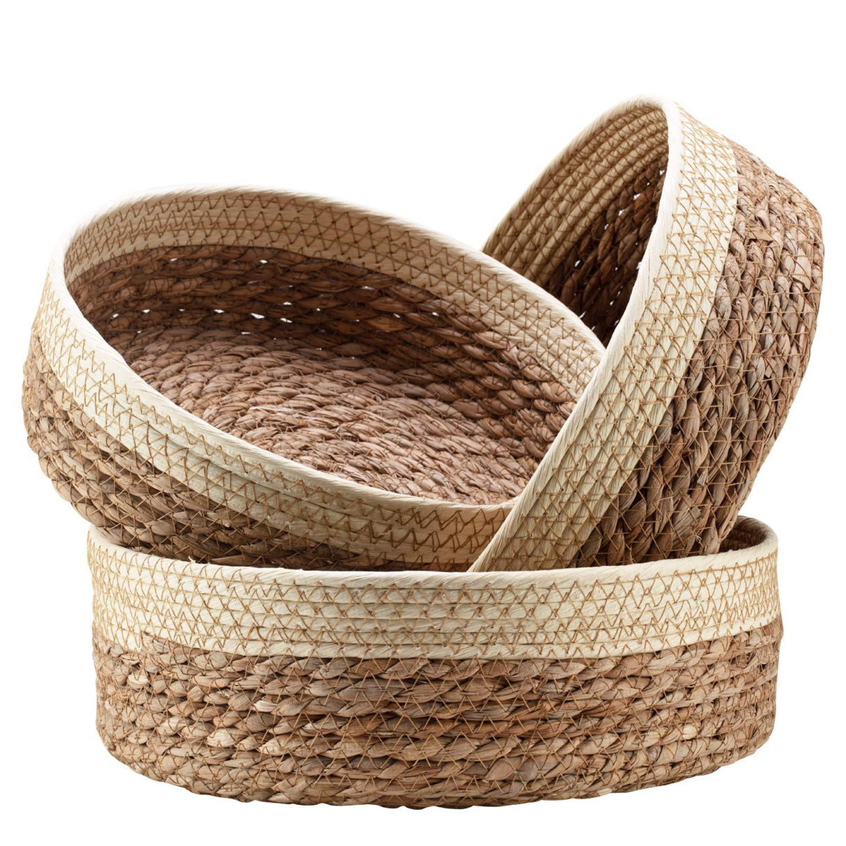 Round Rattan Baskets Set for Organizing Wicker Storage Basket for Fruit, Bread Serving Decorative Gift Baskets Empty, Countertop Baskets for Pantry and Bathroom Unistyle