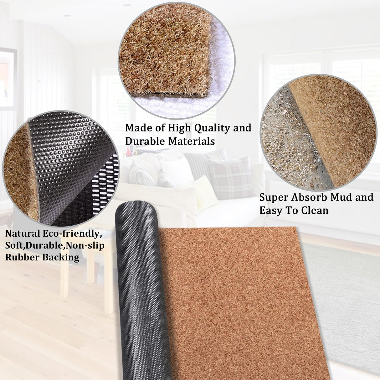 AAZZKANG Set of 2 Door Mats Outdoor Multi-Purpose Blank Doormat Non Slip Shoe Mats Ultra Absorb Mud Easy to Clean Entrance Mat for Outside,Inside,Garden Brown AAZZKANG