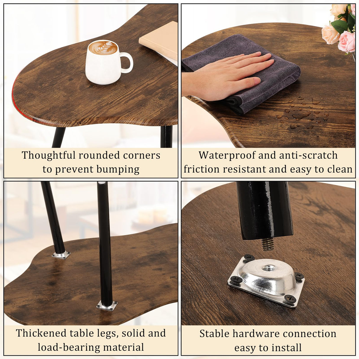 FEUFOAM Small Coffee Table Cloud Shape Coffee Table Industrial Coffee Tables Wood Irregular Center Floor Tables Mid Century Style Decorative Furniture for Living Room Small Spaces Office