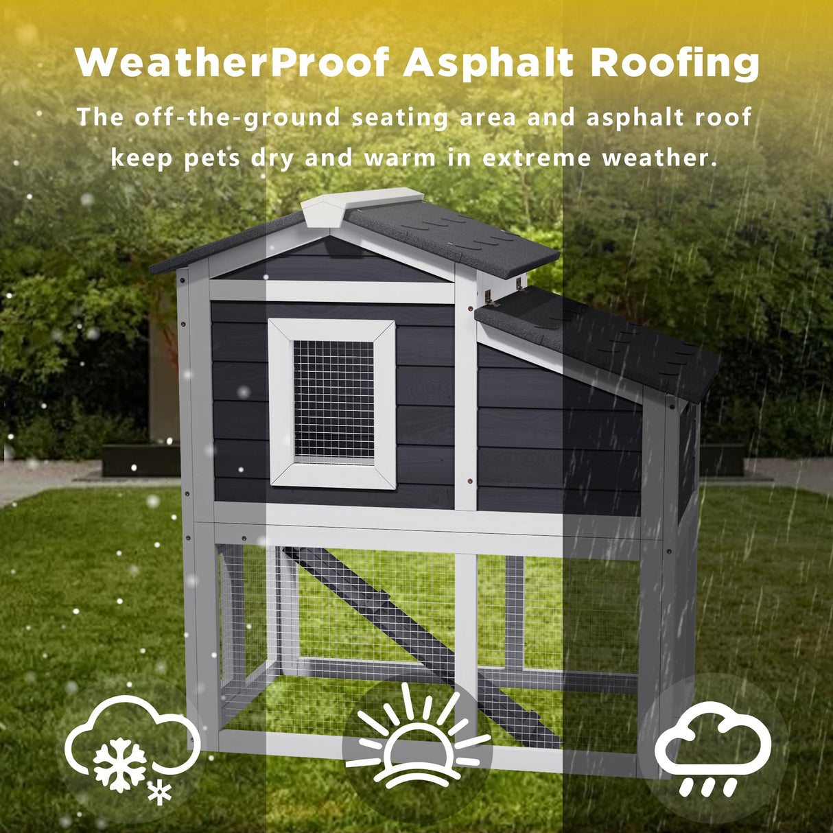 Wooden Chicken Coops with Nesting Boxes Indoor Outdoor,Small Chicken Coop for 2 Chickens,Bunny House Rabbit Hutch Poultry Pet Run Cage with Waterproof Roof,Stairs&Removable Tray TenaoVilleux