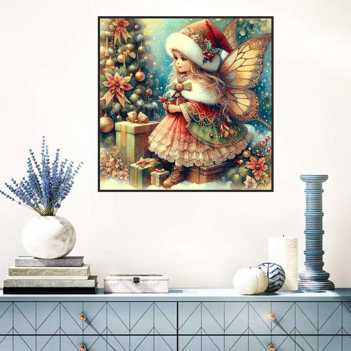 Benjenes Diamond Art Kits for Adults, Christmas Fairy Diamond Painting Kits for Adults, 5D DIY Round Drill Gem Art Paint with Diamonds Dots Crafts Kits for Home Decor Gift 14x14inch Benjenes