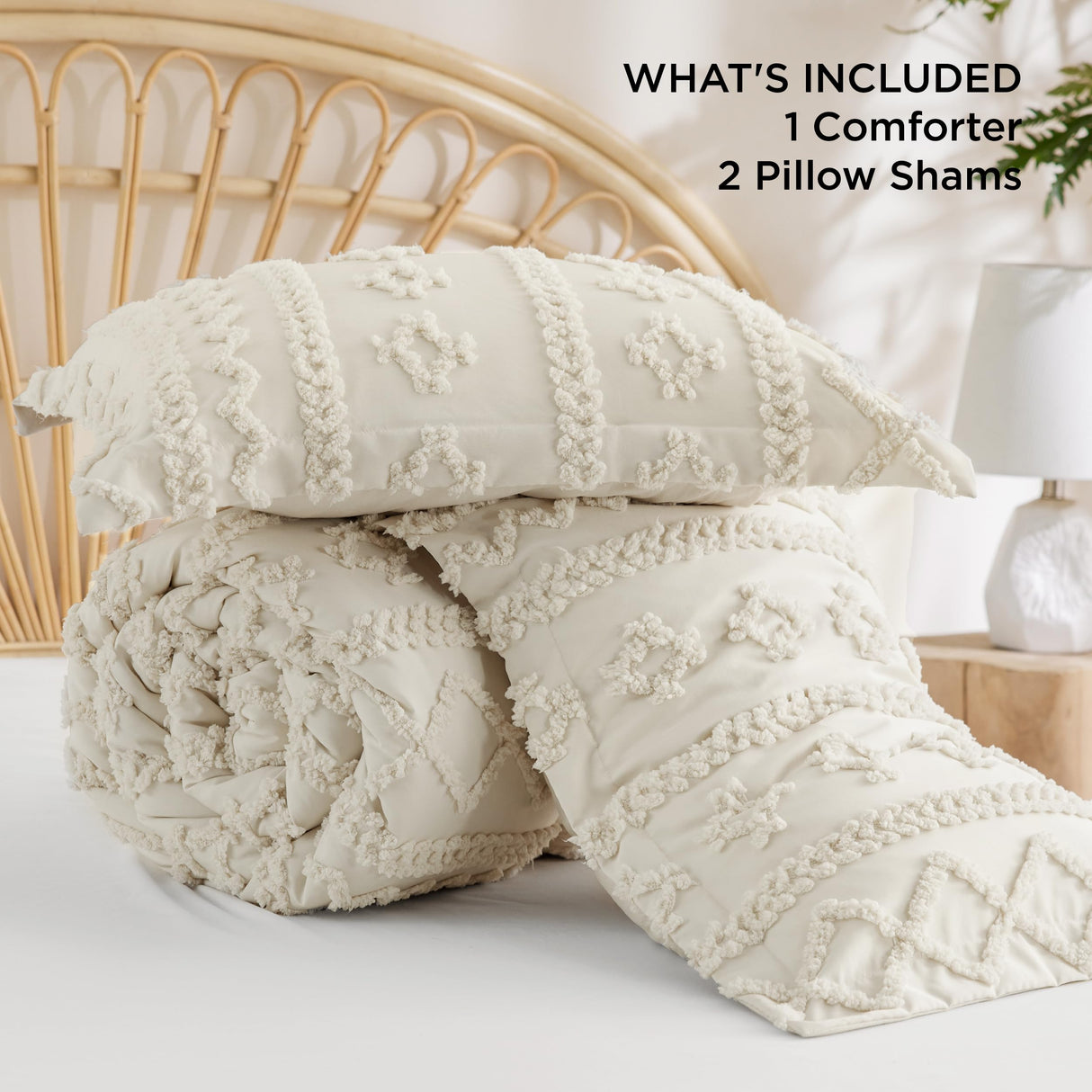 Bedsure Tufted Boho Comforter Set Queen - Grey Boho Bedding Comforter Set, 3 Pieces Farmhouse Shabby Chic Embroidery Bed Set, Soft Jacquard Comforter for All Seasons Bedsure