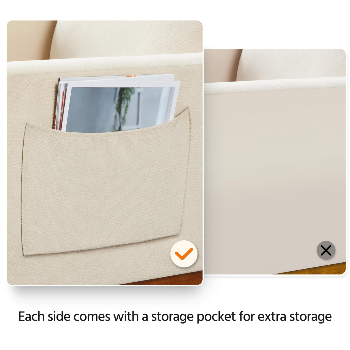 Yaheetech Rocking Chair, Modern Glider Chair, Recliner Armchair with Wood Legs and Side Pocket, Nursery Rocking Accent Chair with High Back for Living Room Bedroom, Beige Yaheetech