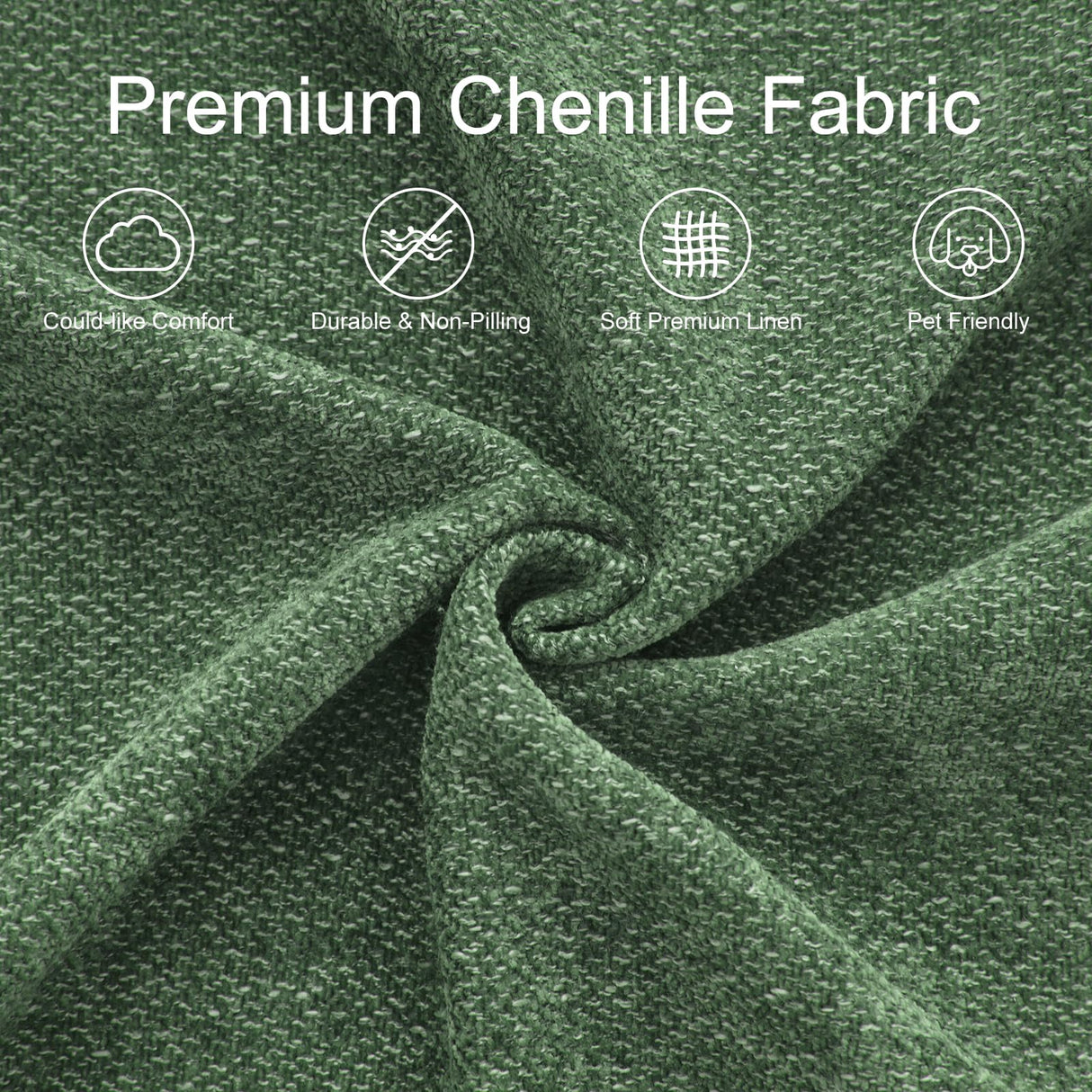 TEKAMON 100" Modular Sofa with Seats Storage, Comfy 3-Seater Chenille Fabric Couch for Living Room, Office, Apart W/Deep Seat, USB Charging, Upholstered Couch with Removable Cover(Green) TEKAMON