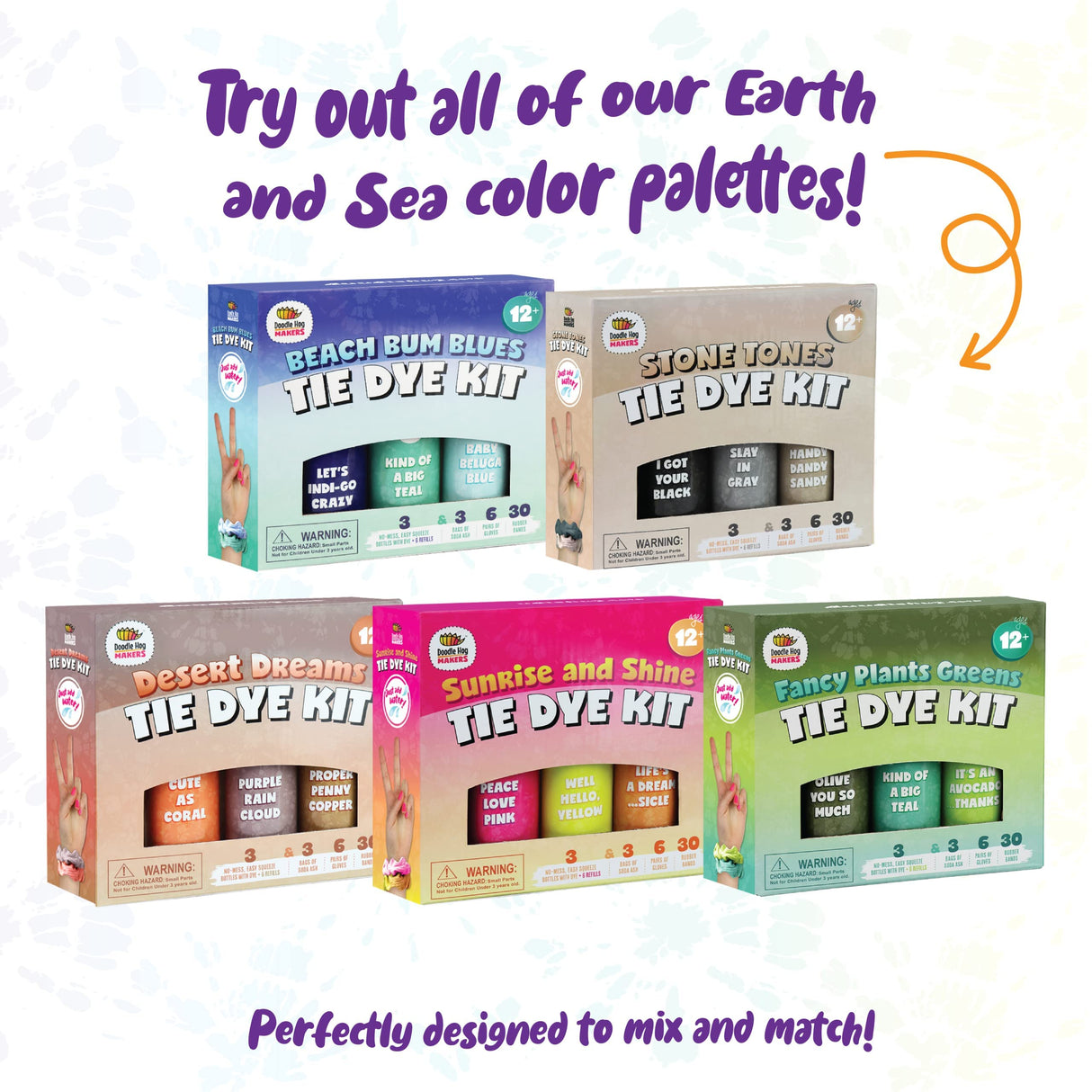 DOODLE HOG Black Tie Dye Kit, DIY Tie Dye Kit for Kids, Clothing Dye Supplies, Tie Dye Kits for Adults, 9 Full Bottles DOODLE HOG