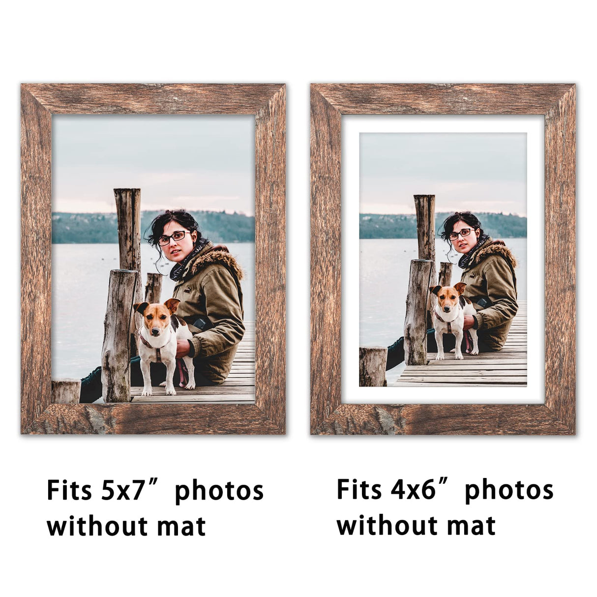 TOFOREVO Picture Frames 5x7 Set of 2 Rustic Wood Grain Photo Frame for Gallery Wall Mounting or Tabletop Display TOFOREVO