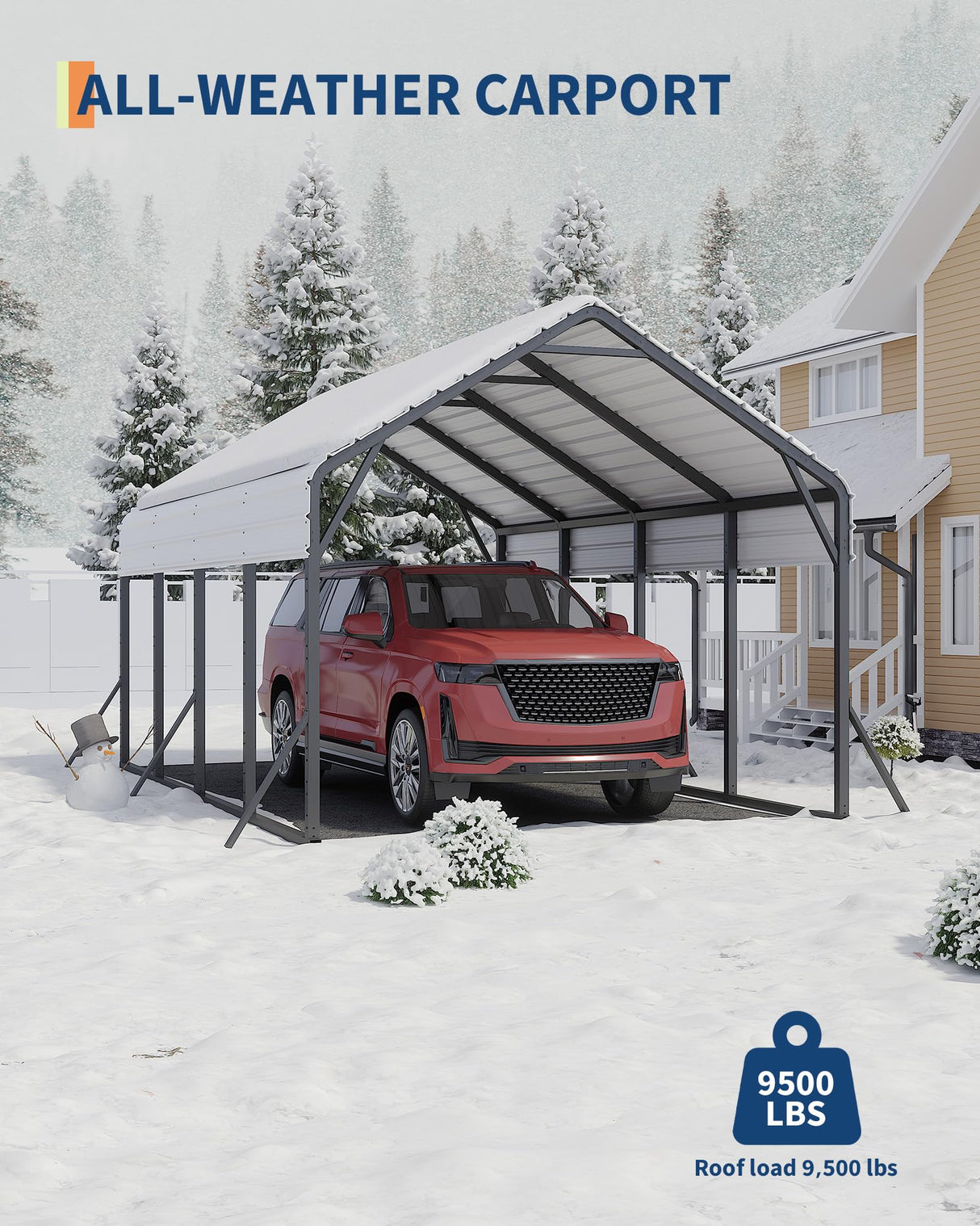 Garveelife 13'x21'x11' Oversized Metal Carport, Steel Heavy Duty Carport for All-Weather, Permanent Shelter for Bass Boats, Pickup Trucks, and Tractors, N.W. 660 Lbs GarveeLife