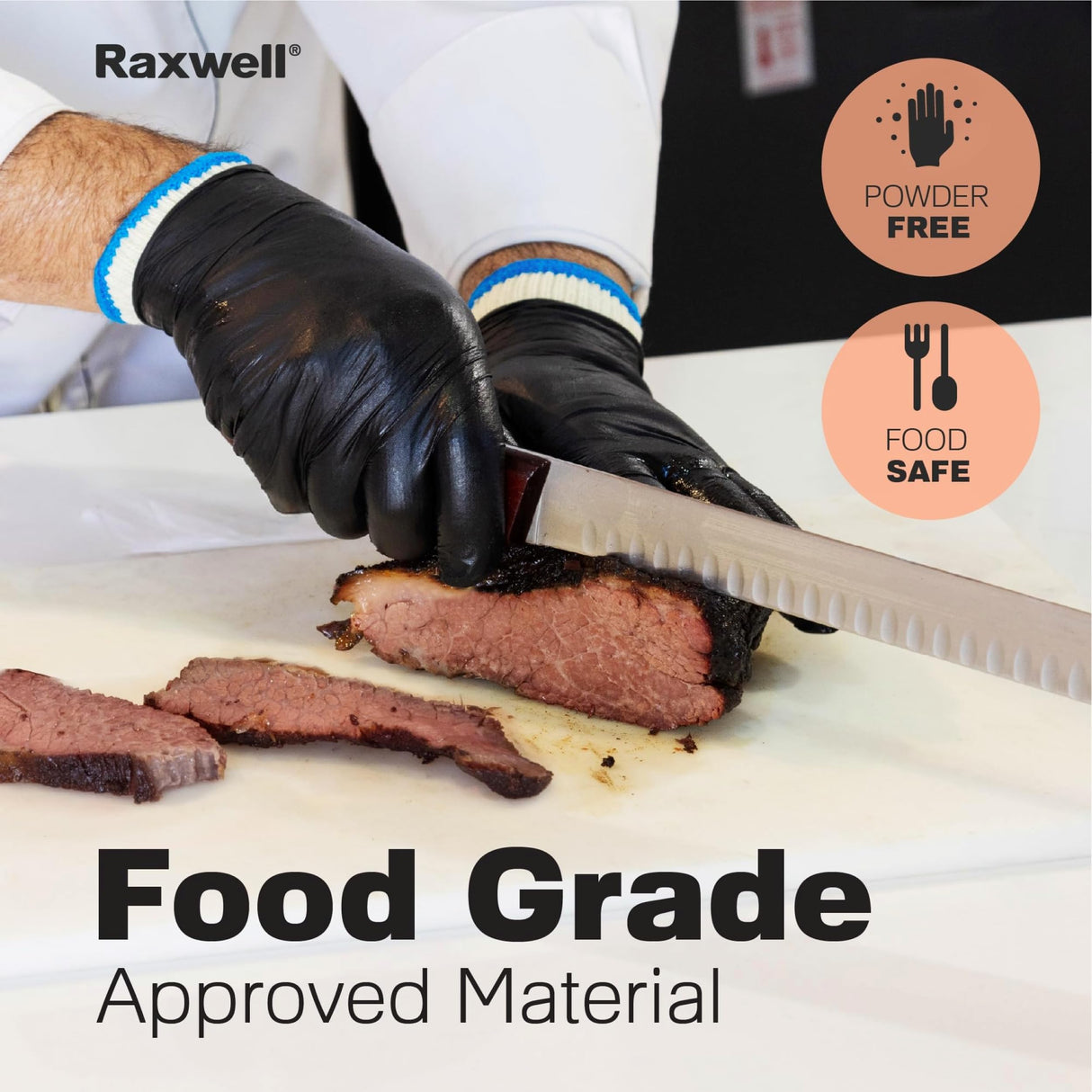 Raxwell BBQ Gloves - 6 Heat Resistant & Washable Cotton Liners + 100 Disposable Nitrile Food Prep Gloves - For Barbecue Smoking, Cooking & Hot Food Prep - Size Large Raxwell
