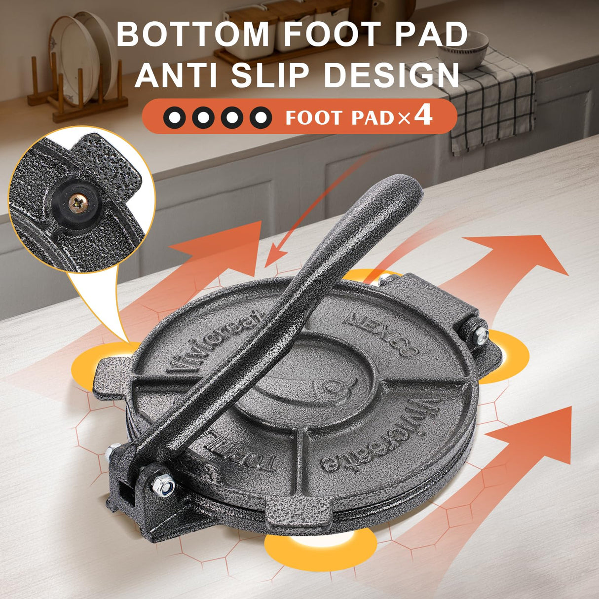 Vivicreate Tortilla Press,Tortilla Maker, Dough Press,Flour Tortilla press, Rotis Press, Quesadilla,Tortilla Makers (7.5 inch) vivicreate