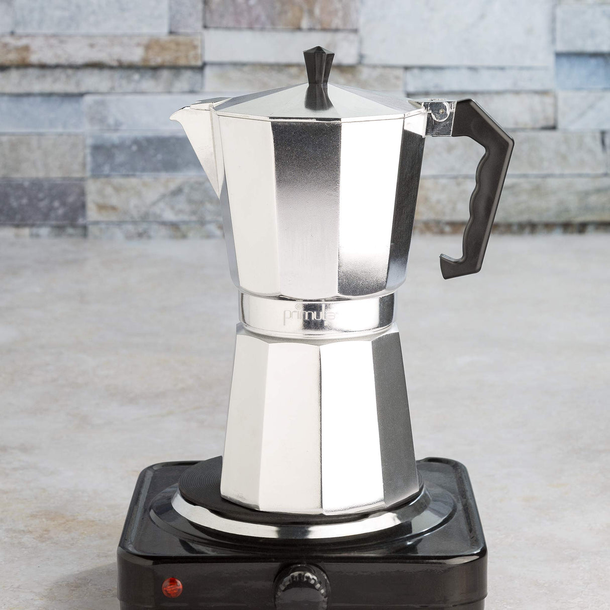 Primula Classic Stovetop Espresso and Coffee Maker, Moka Pot for Italian and Cuban Café Brewing, Greca Coffee Maker, Cafeteras, 12 Espresso Cups, Silver Primula