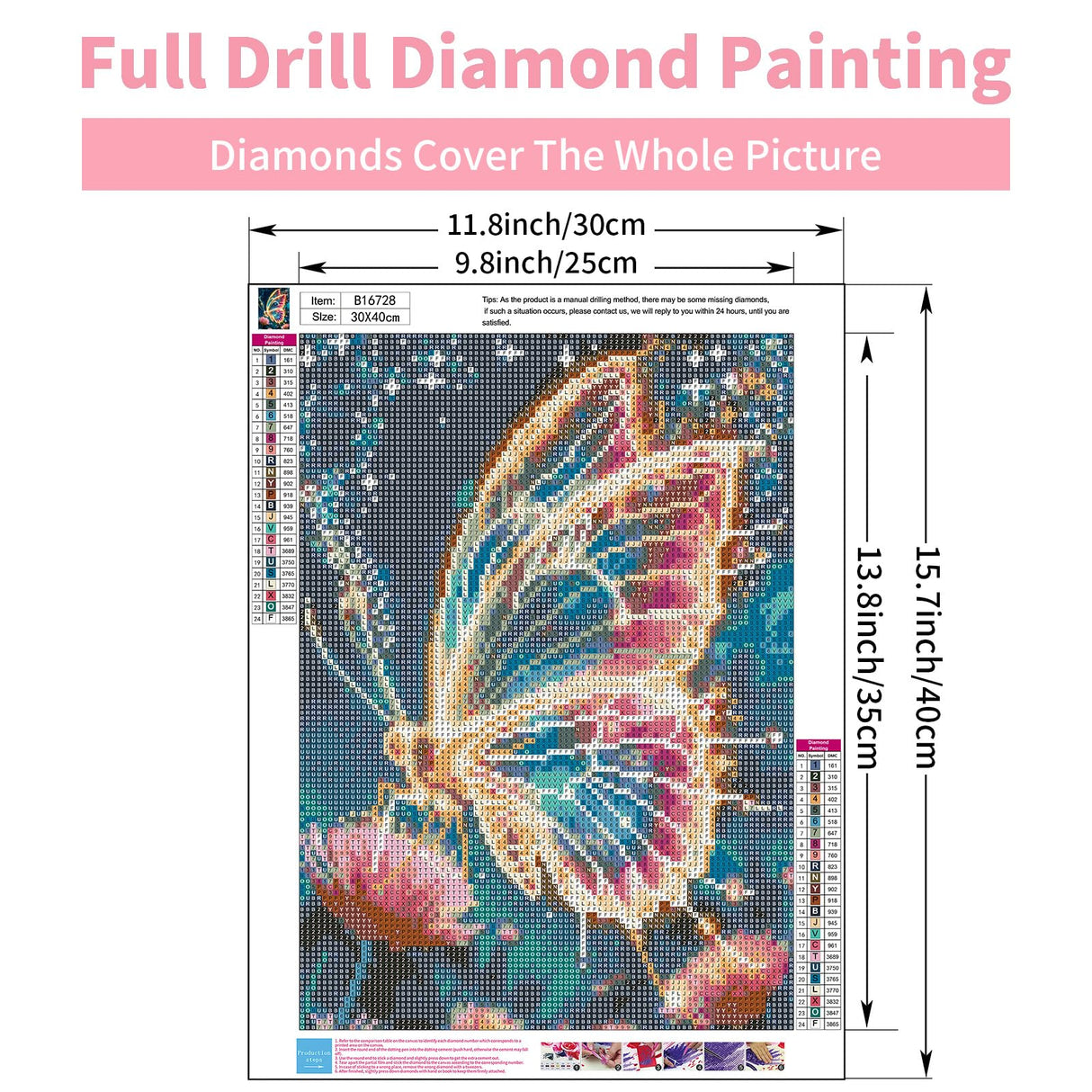 Butterfly Diamond Art Kits for Adults, 5D Butterfly Diamond Painting Kits for Beginner, DIY Aniamal Gem Art Dots for Adults, Perfect for Home Wall Decor 12x16 Inch GEEHEIY