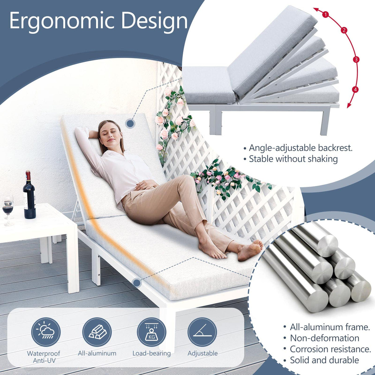 RADIATA 9 Pieces Aluminum Patio Furniture Set with Fire Pit Table, Morden Outdoor Sectional Sofa, Large Conversation Seat with Thick Cushion for Garden Backyard Deck Porch (White) RADIATA