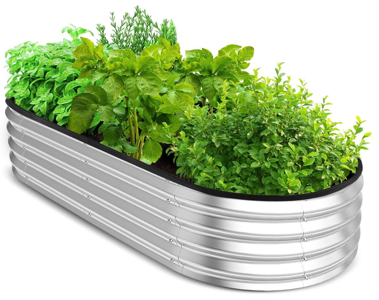 Utopia Home Galvanized Raised Garden Bed Kit 4x2x1ft, Planter Box Raised Garden Beds Outdoor, Easy Assembly Metal Raised Bed for Gardening Vegetables, Fruits, Flowers - Pack of 01 - Silver Utopia Home