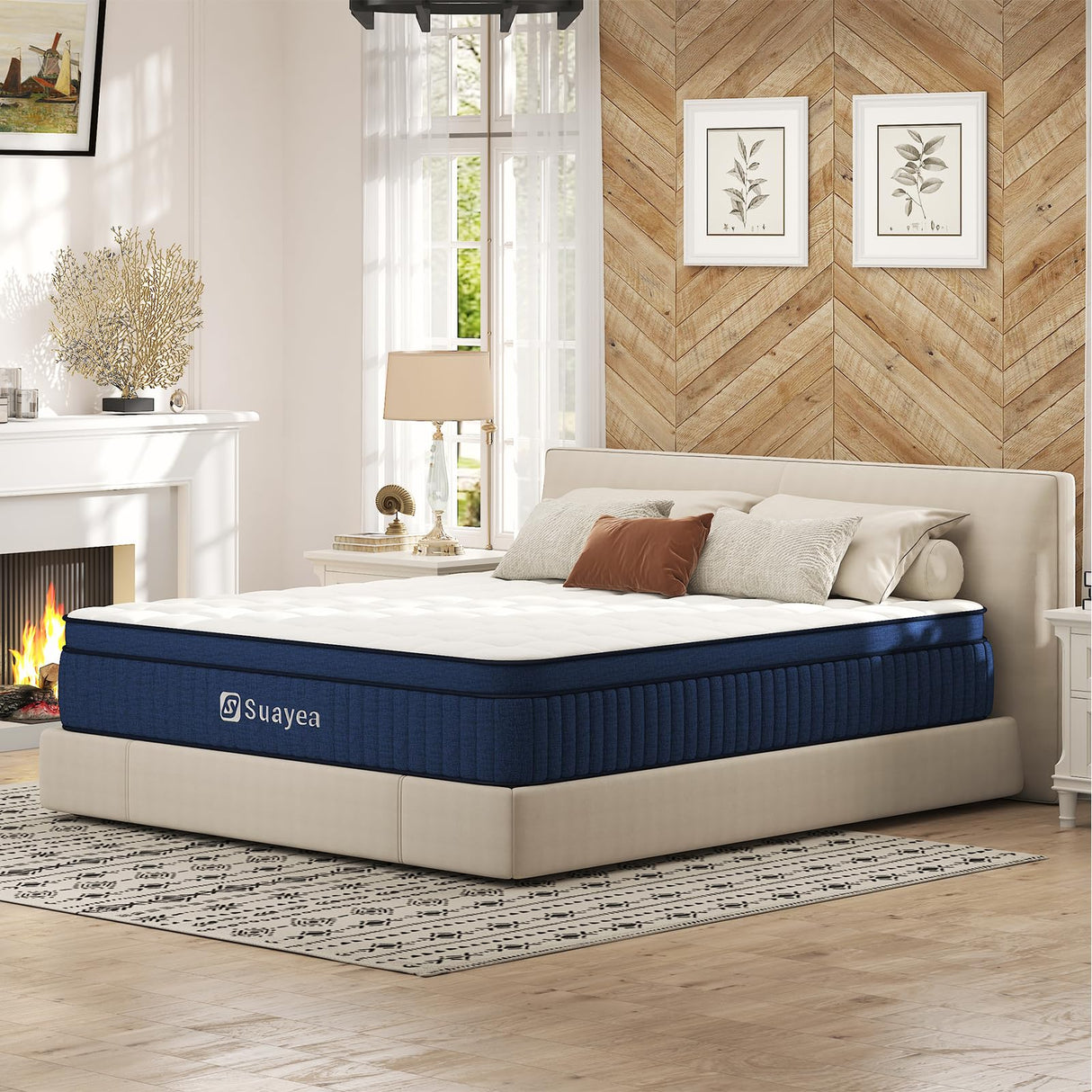SUAYEA California King Mattress, 14 Inch Cal King Mattress in a Box, Ultimate Motion Isolation with Memory Foam and Pocket Spring Hybrid Mattress, Strong Edge Support, Medium Firm SUAYEA