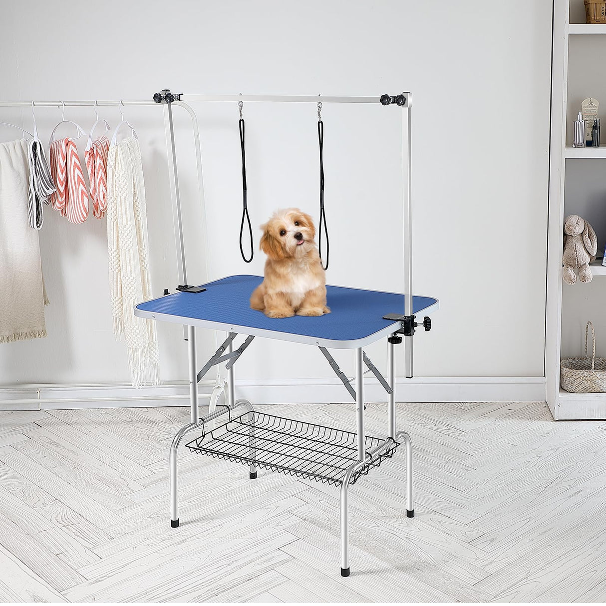 VEVOR Pet Grooming Table, 36 x 24 Inch with 2 Height Adjustable Arms, 330LBS Static Weight Capacity, Foldable Dog Groom Station with No-Sit Haunch Holder with Grooming Loop, for Medium and Small Dogs VEVOR