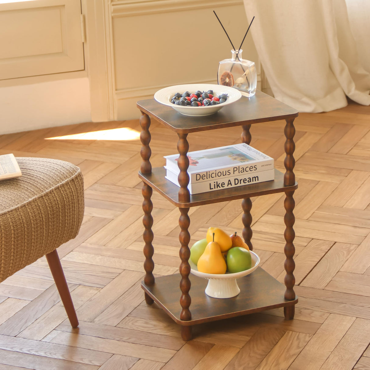 Fultyle Side Table, Small End Table with Storage Shelf, Modern Bedside Table Night Stand for Living Room, Bedroom, Office and Small Spaces (Rustic Brown) Fultyle