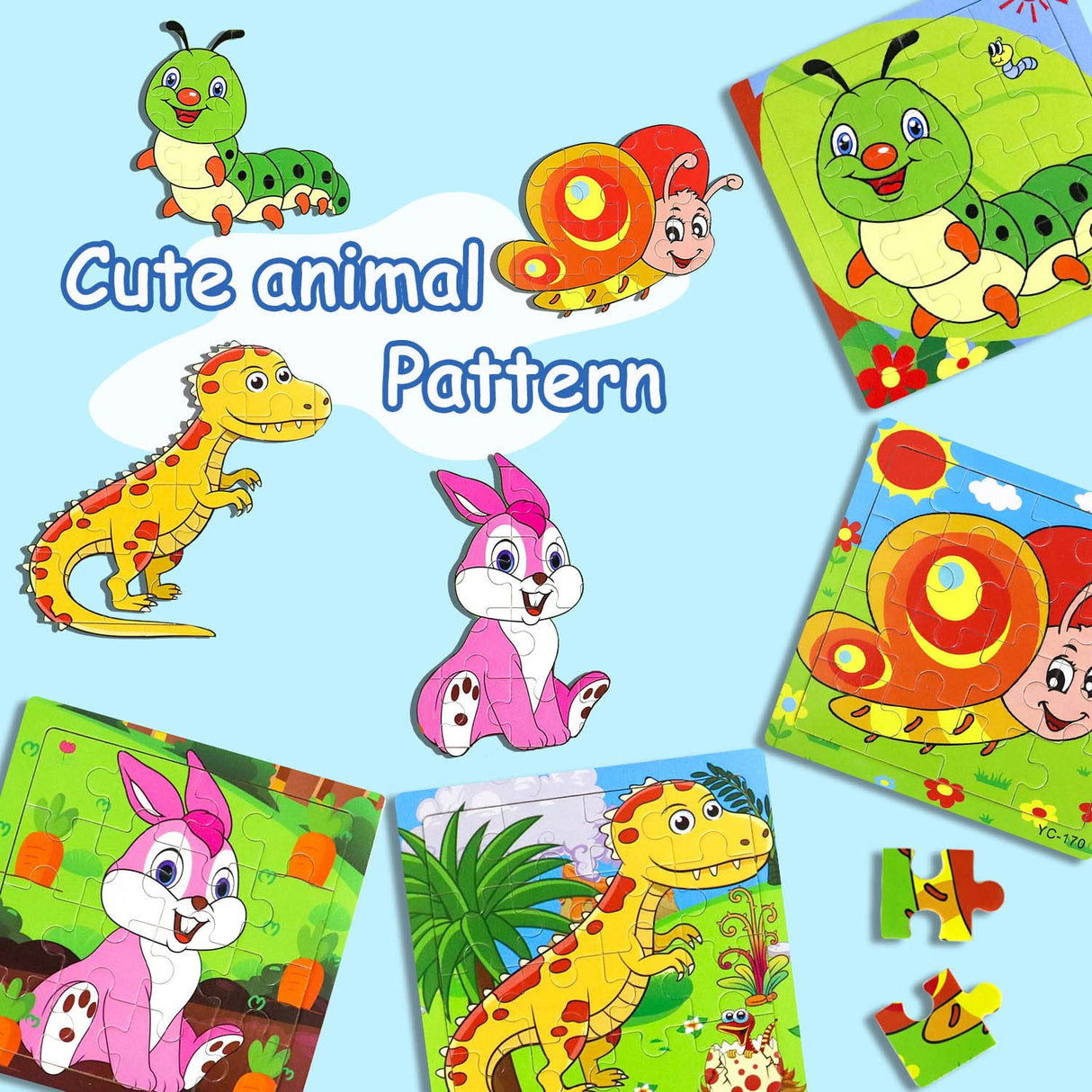 Puzzles for Kids Ages 3-5, 9 Pack Wooden Jigsaw Puzzles for Toddlers Ages 3-5 16 Pieces Preschool Educational Learning Toys Set Animals Puzzles for 3 4 5 Years Old Boys and Girls Runlycan