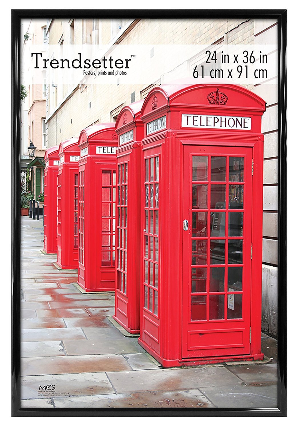 MCS Trendsetter 24x36 Poster Frame Black High-Gloss, Vertical & Horizontal Wall Hanging Large Picture Frame for Photos, Posters & Art Prints (1-Pack) MCS