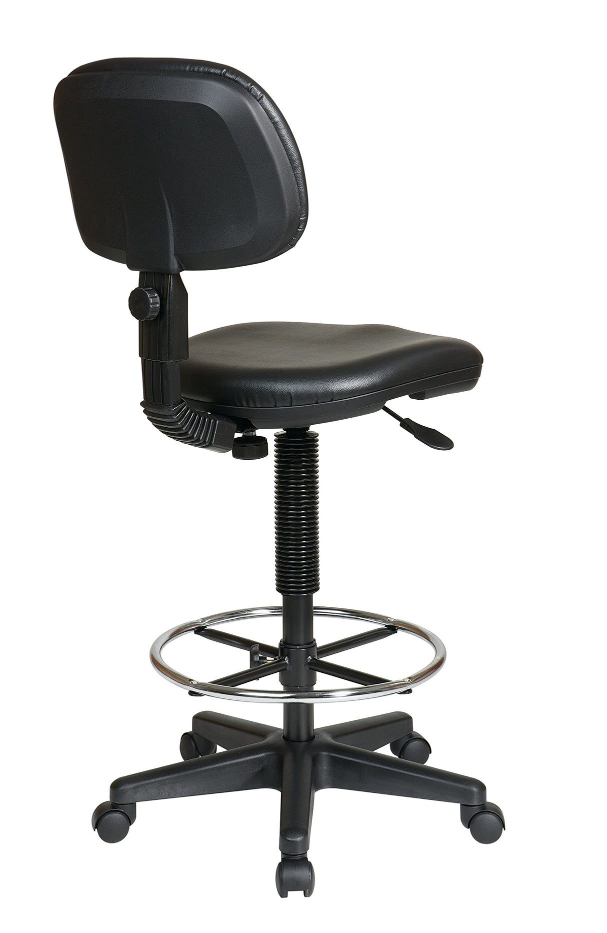 Office Star DC Series Adjustable Drafting Chair with Foot Ring and Sculptured Foam Seat, Black Vinyl Office Star Products