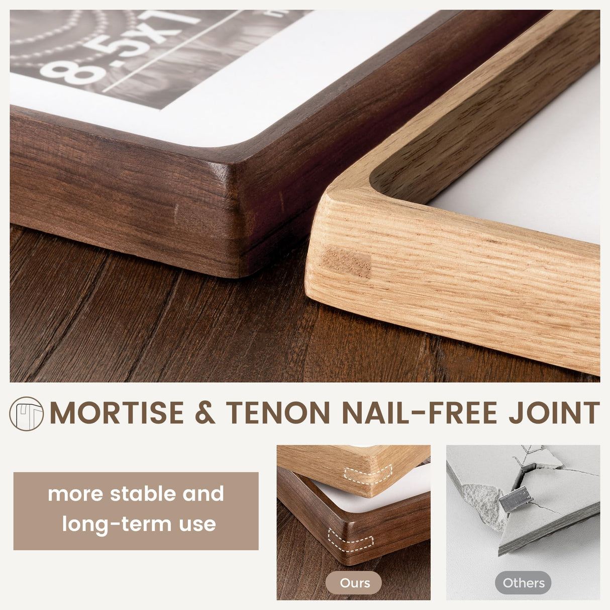 11x14 Picture Frame, USA-Sourced Oak Wood Photo Frame with HD Tempered Glass, Handcrafted Rounded Corner 11 x 14 Wooden Frame Matted to 8x10 Photos, 11x14 frame, Horizontal or Vertical Wall Display Fun Memories