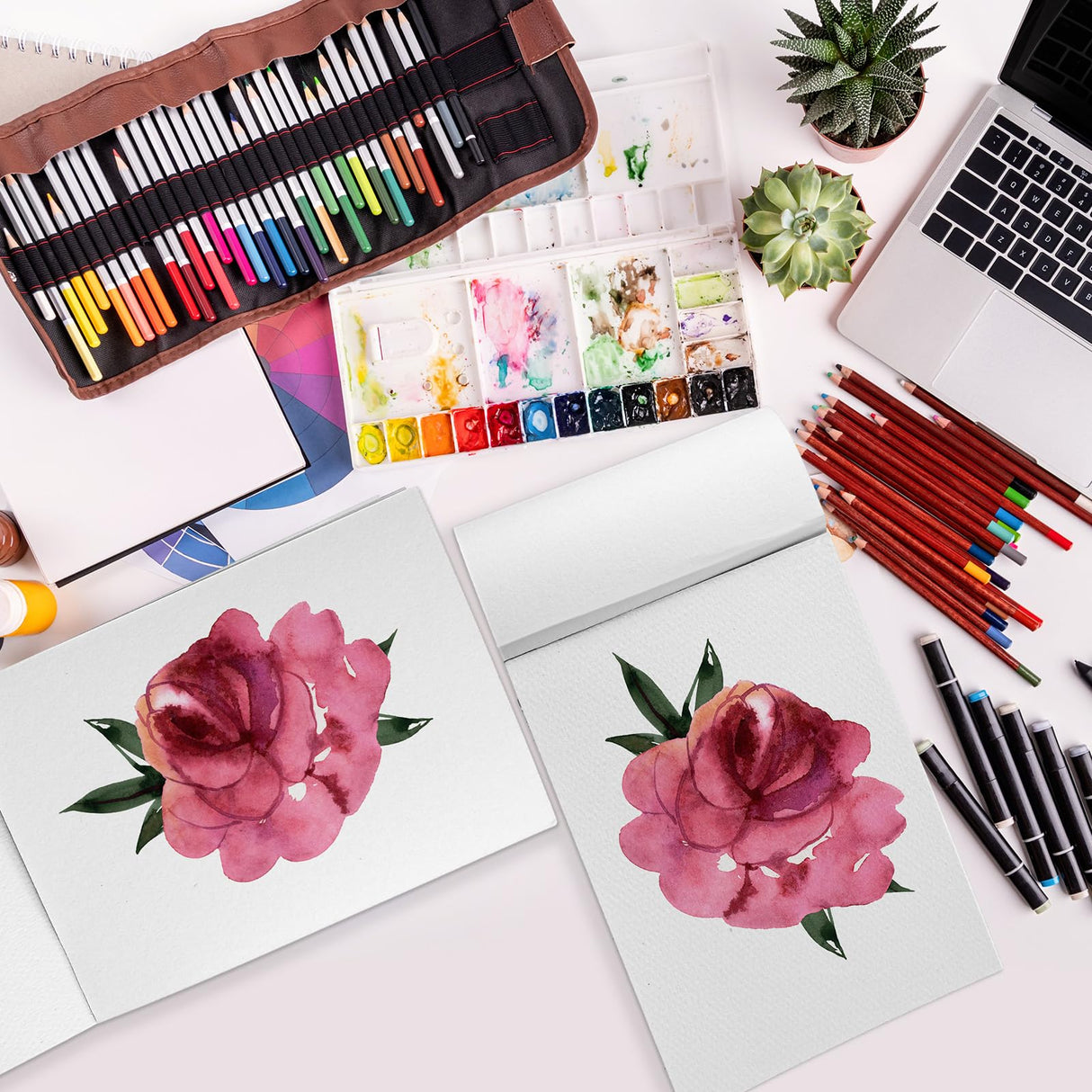 Harloon 3 Pcs Watercolor Paper Pads Cold Press Paper 90 Sheets (140lb/ 300gsm) Watercolor Paint Paper for Artist Adults Kids Students Beginning(5 x 7 Inches) Harloon