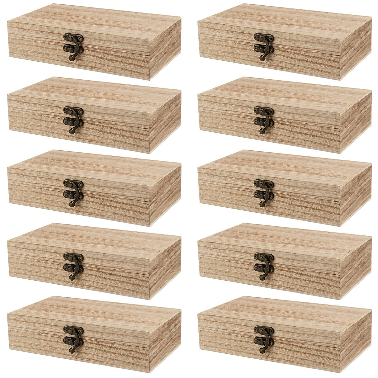 FUNSUEI 10 PCS 7.9 x 3.9 x 2 Inch Wooden Box, Unfinished Wood Box, Wooden Boxes for Crafts, Wood Boxs with Hinged Lid for Jewelry, DIY Craft, Storage, Gift FUNSUEI