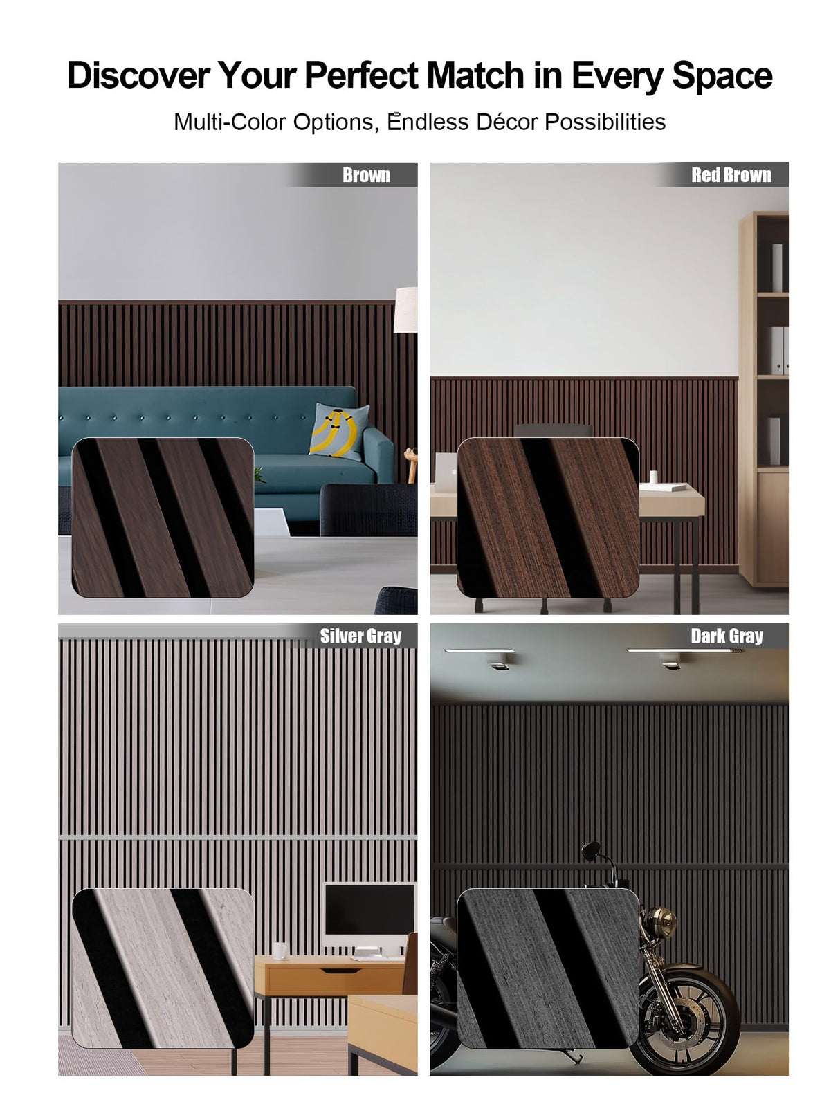 Woven Sound Wood Panels for Wall, Functionality and Durability, Enhanced Acoustic & Sound Proof Fluted Design, Versatile Wood Slat Wall Decor for Home & Office, 2 Pack Walnut, 47.2x23.6 Inch WoveN SounD