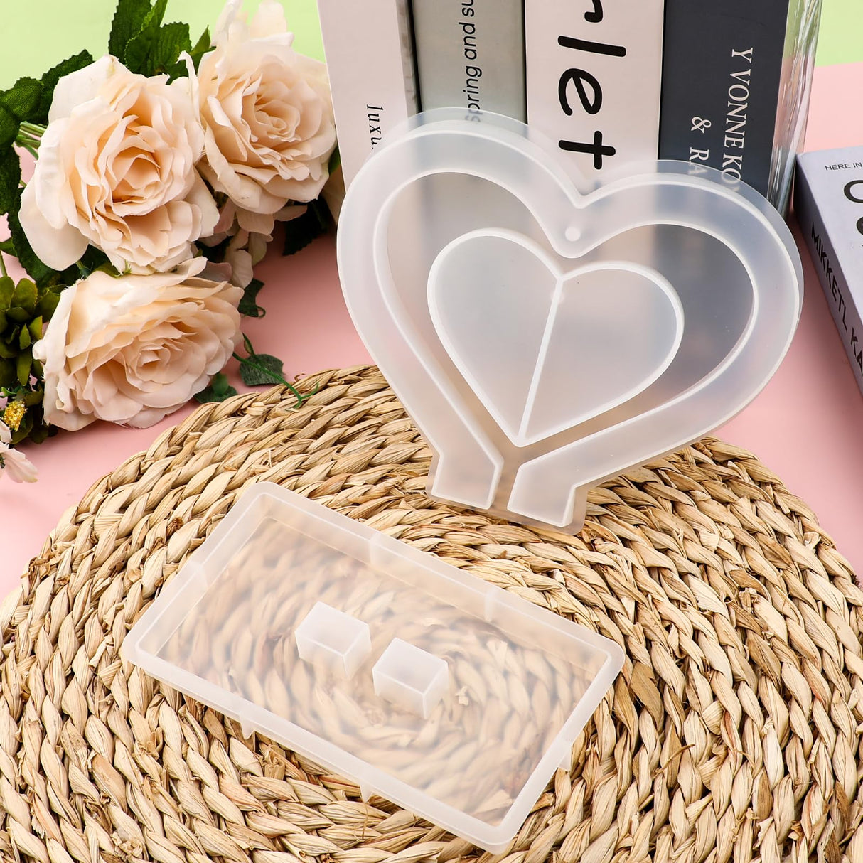 Jeffdad Large Photo Frame Resin Molds, Heart Shape Silicone Mold for Photo Frames Making, DIY Picture Frame Display Unique Mold for Resin Casting Art Crafts Table Home Decor Gift Jeffdad