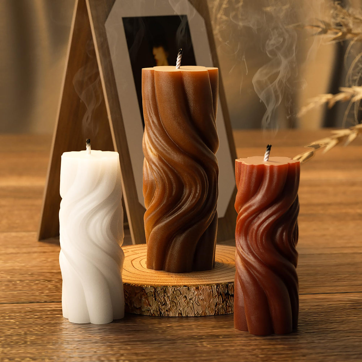 2 Pack Spiral Wave Resin Casting Molds - Silicone for 3D Animal Candle Making ESEENS