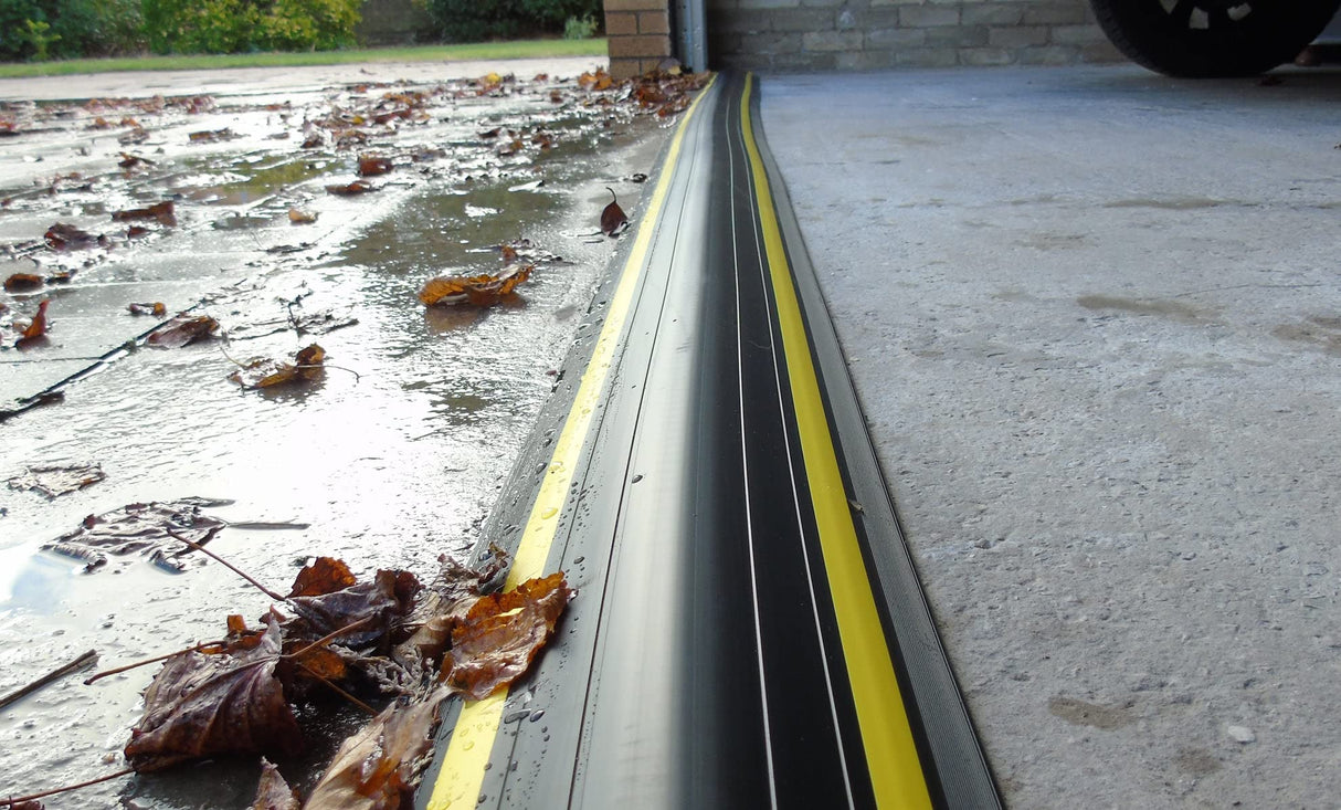 1 ½" High Garage Door Flood Barrier Threshold Kit (8'3") | Flexible PVC | Complete Kit Includes 2 Adhesives | GaraDry GARADRY