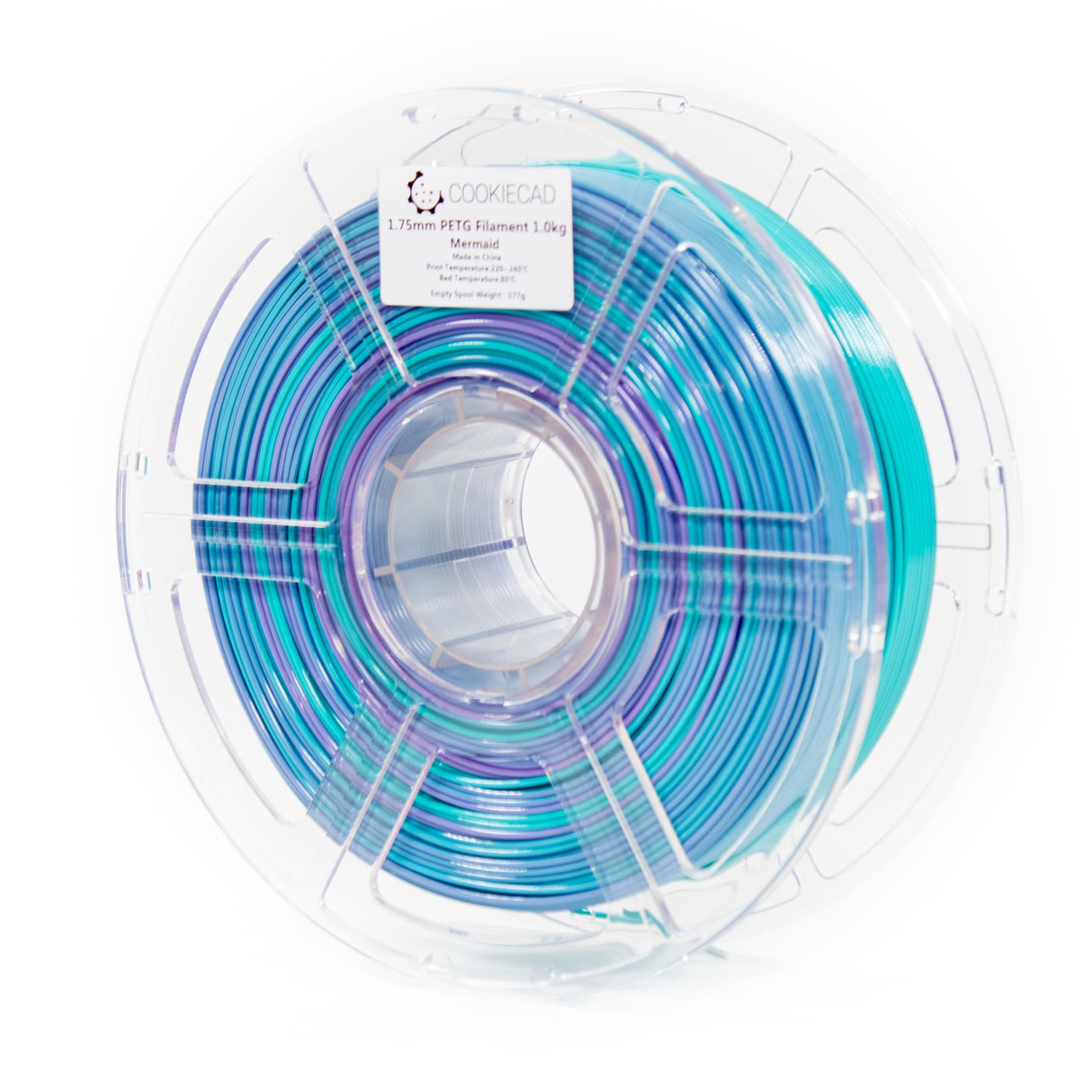 Cookiecad PETG Filament 1.75mm 1kg Rainbow Multicolor 3D Printer Filament - Mermaid PETG Cookiecad