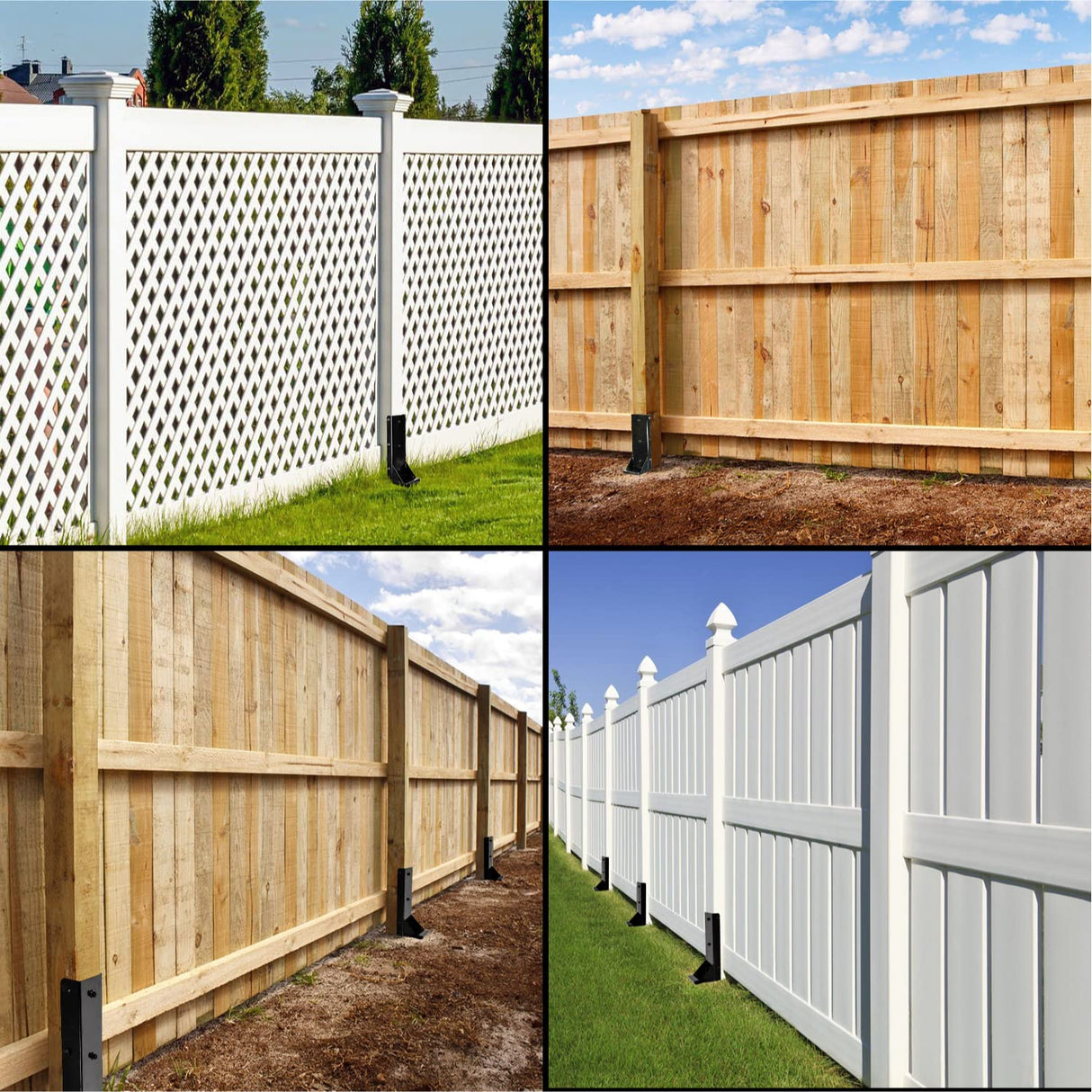 WIMART Fence Post Repair Kit 4''x4'', Heavy Duty Steel Fence Post Anchor Ground Spike 4''x4'' for Wooden Fence Post Repair, Wooden Fence Base WIMART