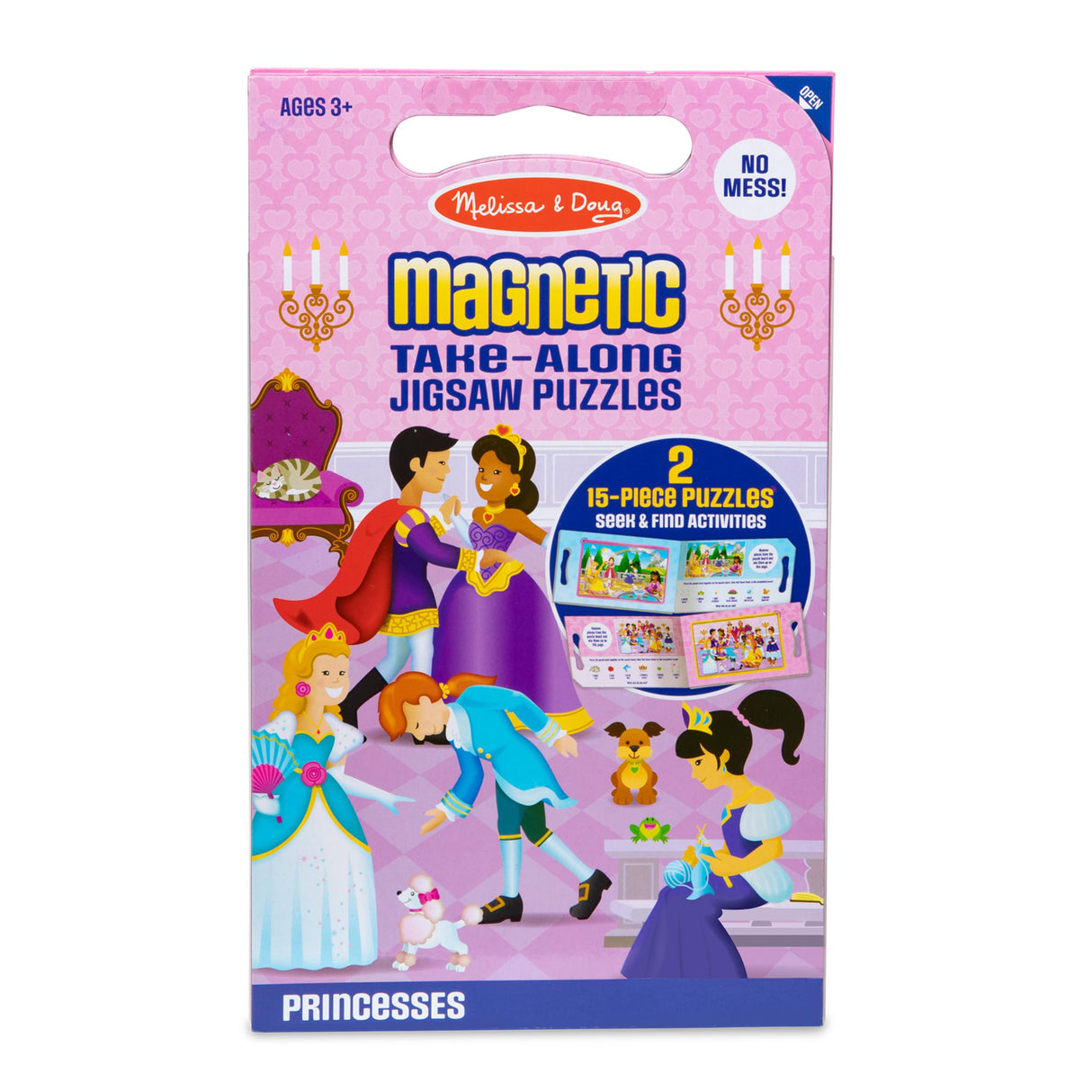 Melissa & Doug Take-Along Magnetic Jigsaw Puzzles Travel Toy Princesses (2 15-Piece Puzzles) Melissa & Doug