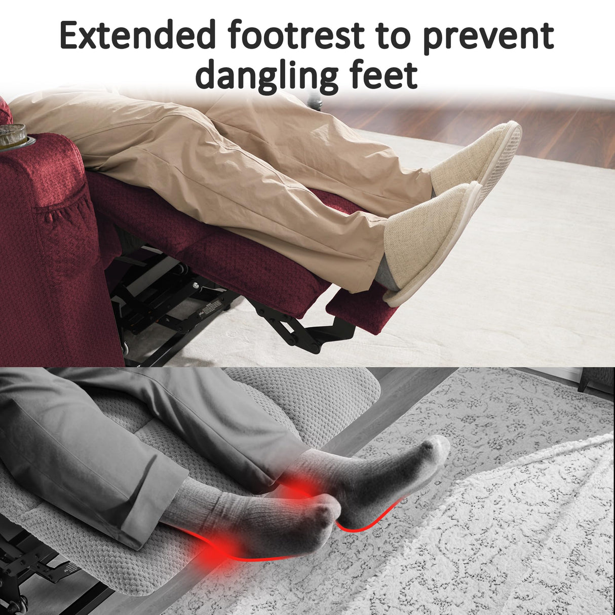 MCombo Small Power Lift Recliner Chair with Massage and Heat for Petite People, Cup Holders, USB Ports, Side Pockets, Fabric 7569 (Small-Regular, Burgundy) MCombo