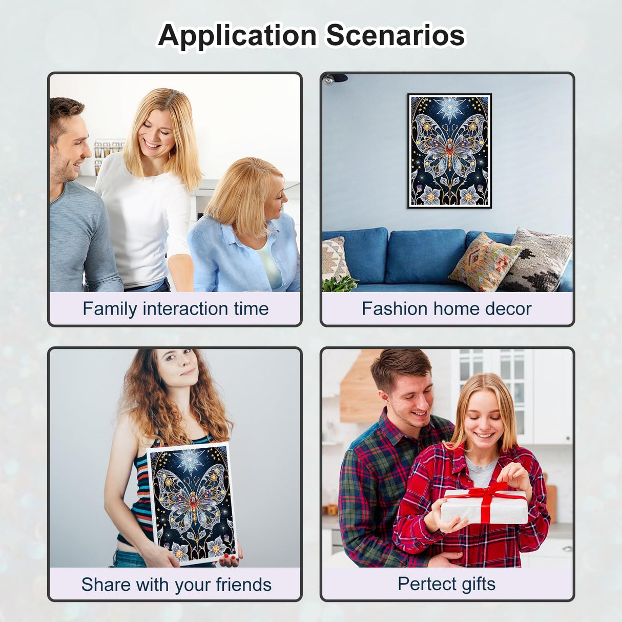 WSLWXSHM 5D Special Shape Diamond Art Kits for Beginners, Diamond Painting Kits for Adults Butterfly, Crystal Rhinestones Diamond Painting for Home Wall Decoration Gift 12×16inch/30×40cm WSLWXSHM