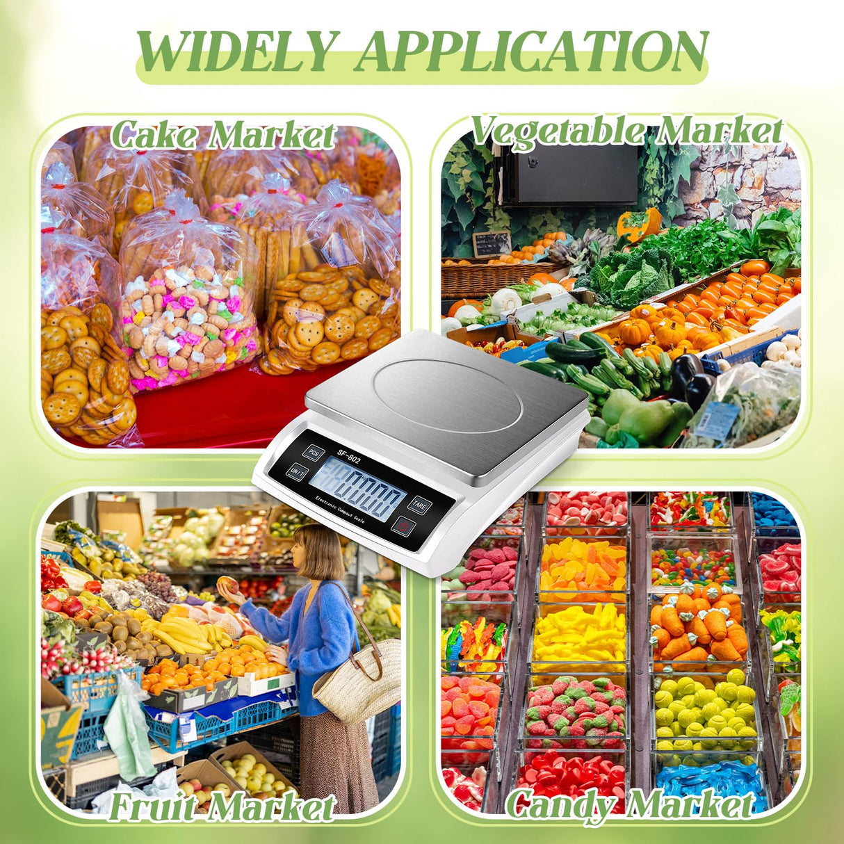 Copkim Large Digital Kitchen Scale 66LB 30kg Commercial Food Scale Stainless Bread Scale with LCD Display Commercial Weighing Devices for Baking Cooking(Silver) Copkim