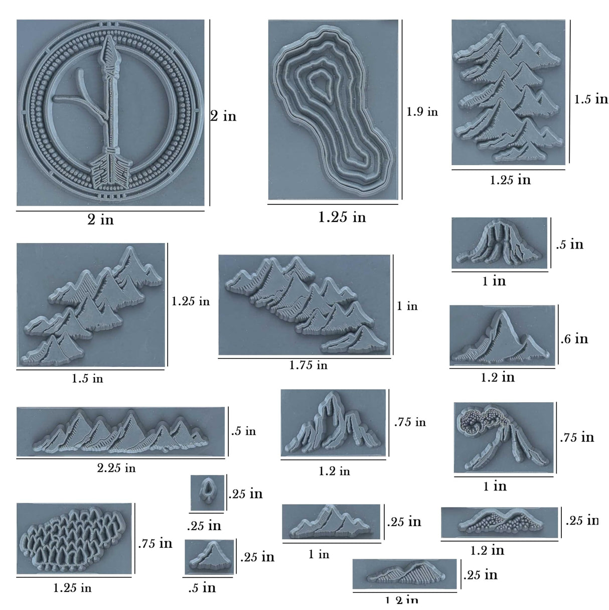 Lord Of Maps Fantasy Map-Making Stamp Kit – 16-Piece Rubber Stamp Set for TTRPG, World Building, Battle Maps, Jounaling, Arts & Crafts - Mountains, Hills, Volcano, Lake, Compass Rose LORD OF MAPS