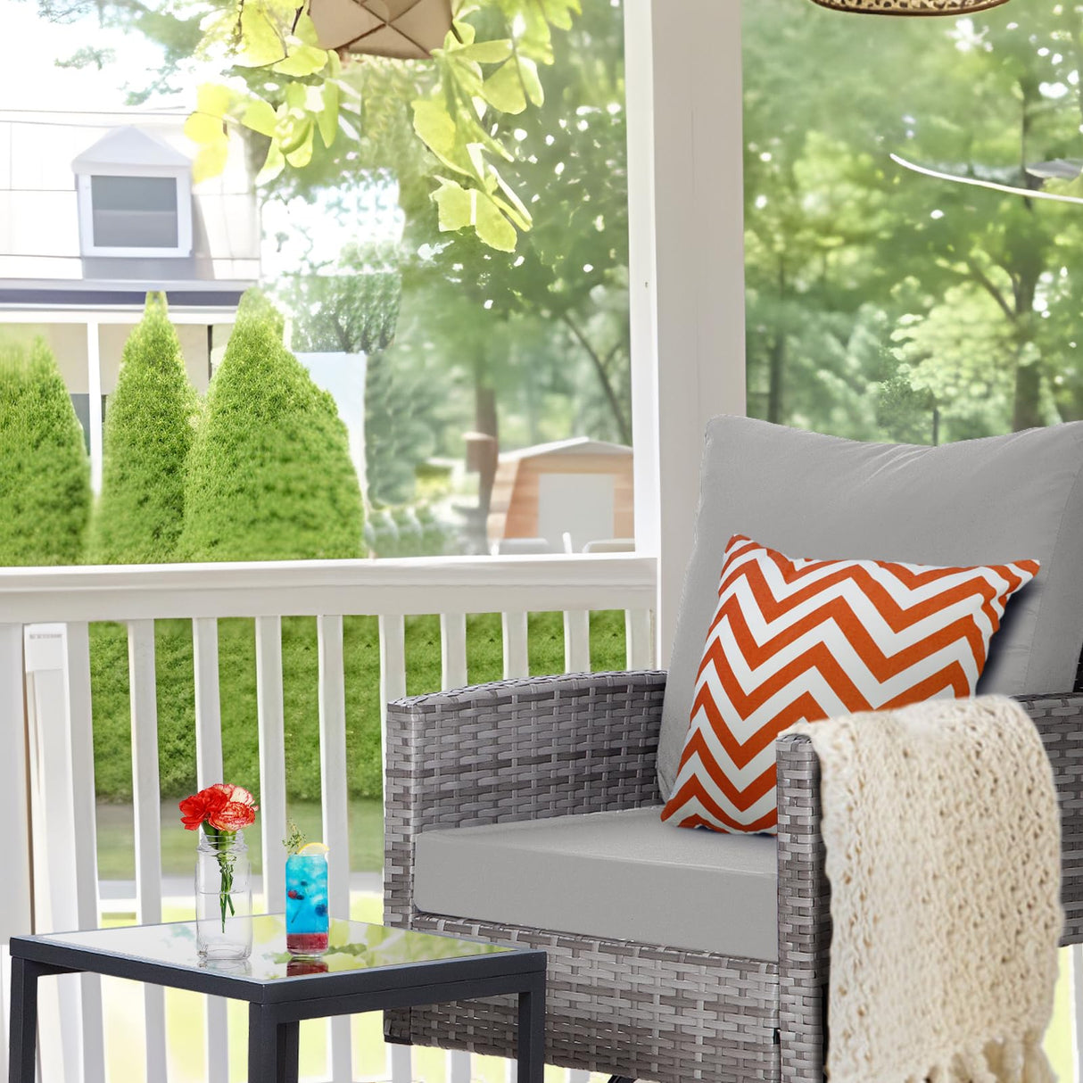 FHFO 10 Pieces Outdoor Patio Furniture Set with Swivel Chairs, Wicker Sectional Sofa Set Rattan Modular Patio Conversation with Cushions Couch & Coffee Table for Garden, Balcony, Porch, Grey-Grey FHFO