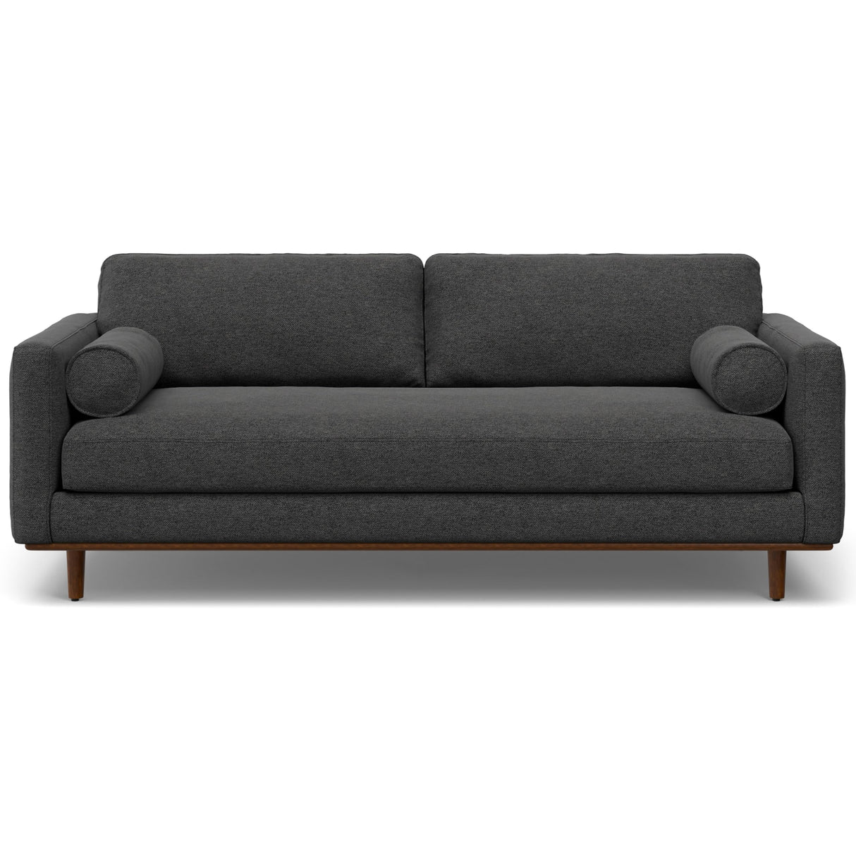 SIMPLIHOME Morrison 89-inch Wide Sofa in Charcoal Grey Woven-Blend Fabric, Handcrafted Mid-Century Modern Couch for Living Room or Family Room, Single Bench Cushion, Bolster Pillows SIMPLIHOME