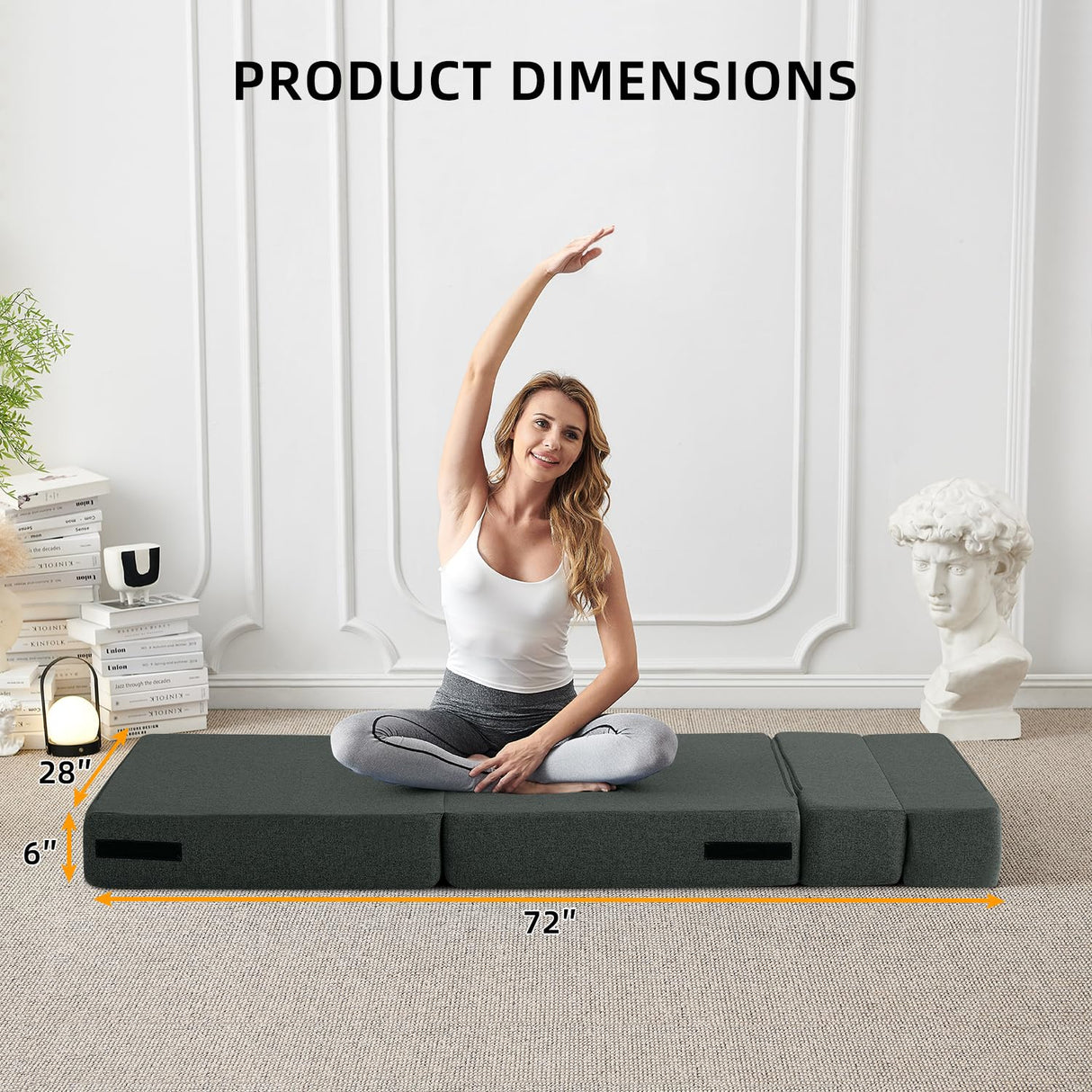 FILUXE Convertible Folding Sofa Bed - Sleeper Chair with Pillow, Modern Linen Fabric Floor & Futon Couch, Foldable Mattress for Living Room/Dorm/Guest Use/Home Office/Apartment, Single Size, Dark Gray FILUXE