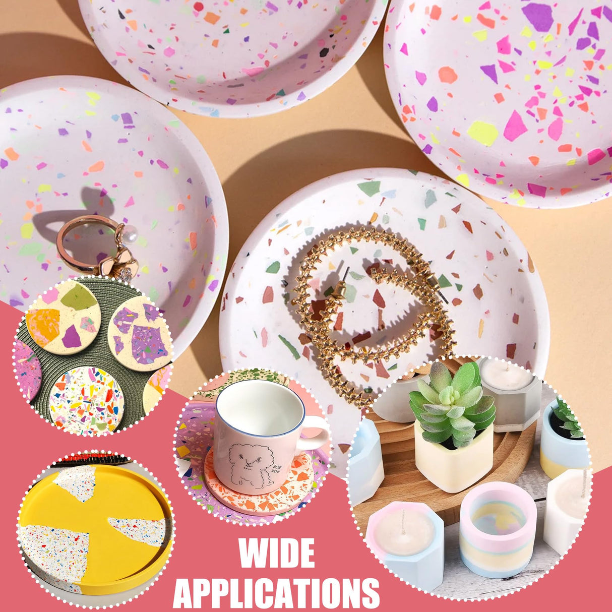 Eco Resin Casting Powder - 1400g Ceramic Resin Powders Kit with 6pcs Pigments, Fast Curing, Easy to Demold, Water Mixed Activated - Toxic-Free, Odorless - Plaster Casting Kit for DIY Home Art Crafts Limino