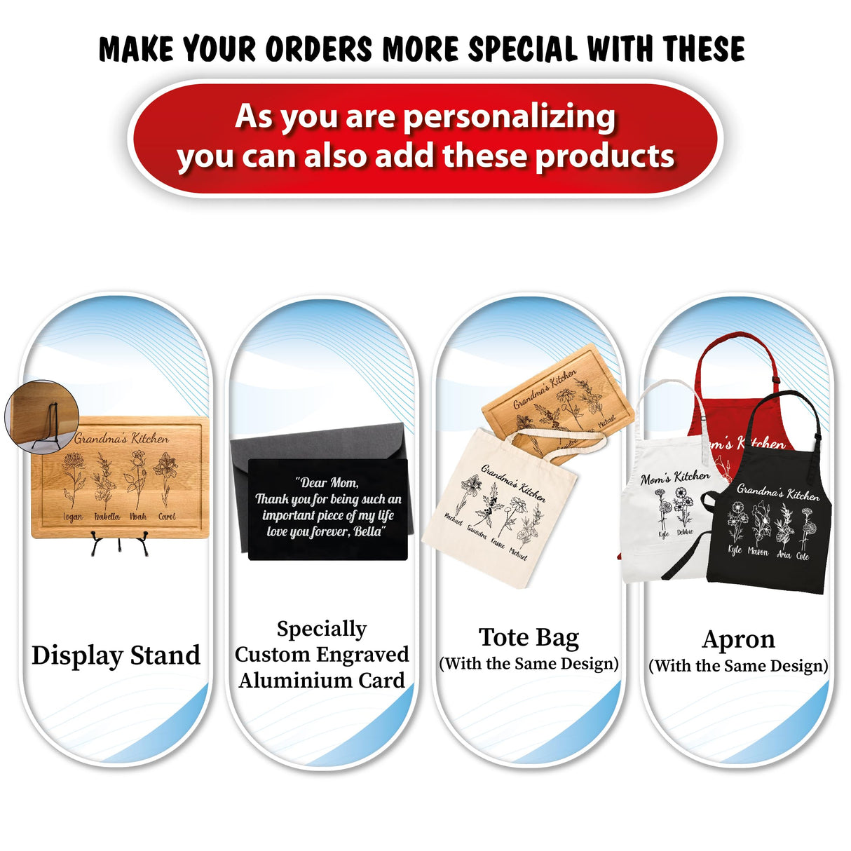 Personalized Cutting Board For Mom - Grandma, Birth Flower Grandmom's Garden, Mothers Day Gifts For Grandma, Christmas and Birthday Gifts For Mom From Son, Daughter, Chopping Board for Mama's Kitchen Generic