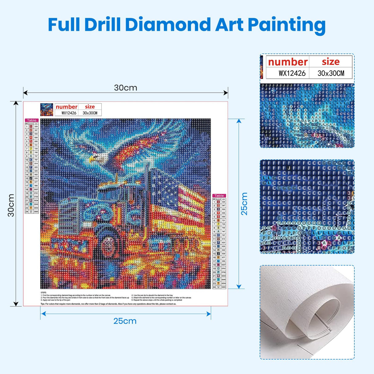 Bowetile Independence Day Eagle Diamond Art Kits for Adults, 4th of July Gifts Diamond Painting Car Kit, DIY Full Round Drill Diamond Dots Paintings Picture Gem Art Craft for Home Decor 12x12 Inch Bowetile