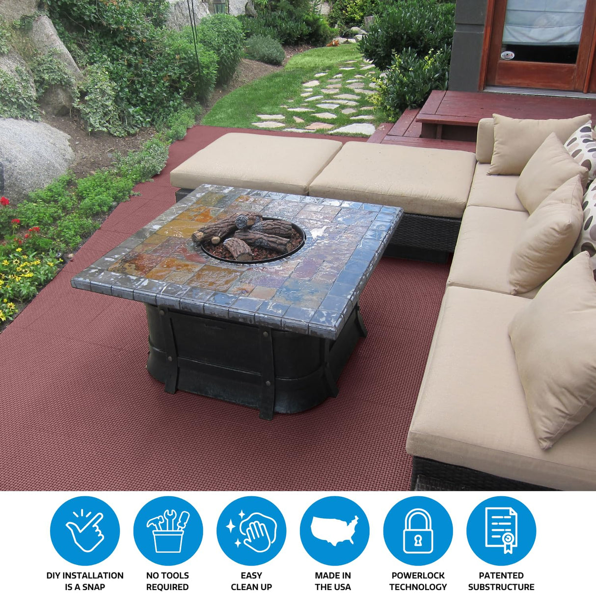 Big Floors DT40EVGN DuraGrid Outdoor Modular Interlocking Multi-Use Plastic Deck Tile, 40 Pack, Evergreen Big Floors