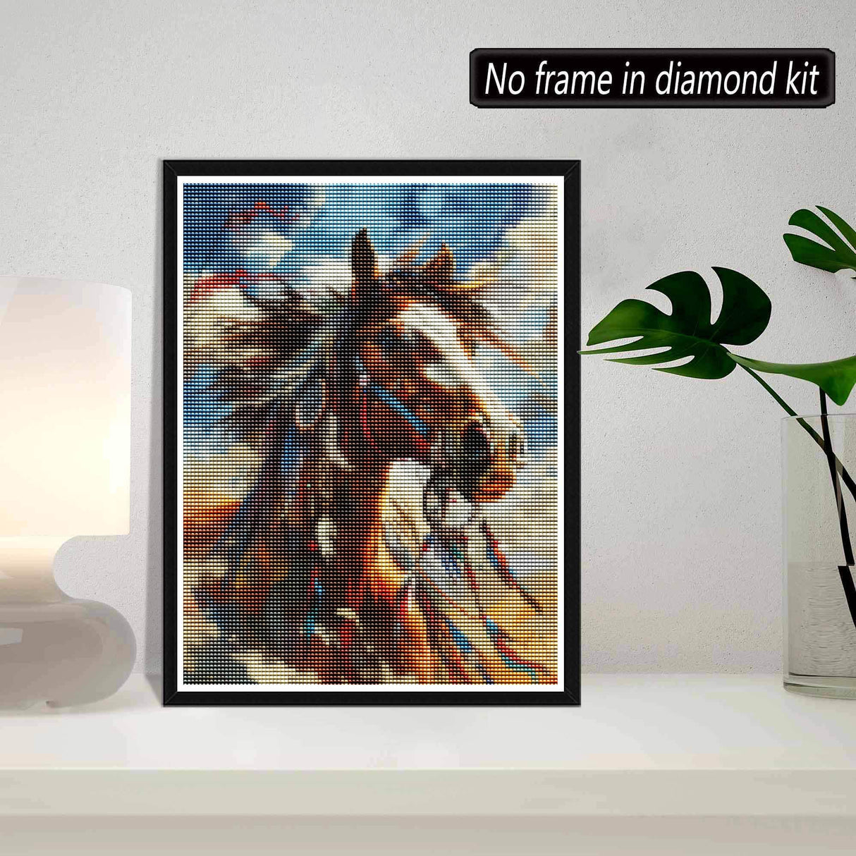 SKRYUIE 5D Horse Diamond Painting Kits - DIY Diamond Art Kits for Adults Indians, Full Round Drill - Crystal Cross Stitch - Adults Craft for Wall & Office Decor - 12x16 Inch z6 SKRYUIE