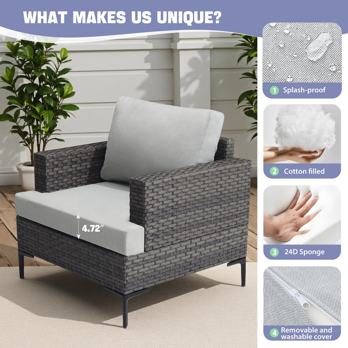 10 Pieces Patio Sectional Furniture Set with 44" Propane Fire Pit Table, 60000BTU Wicker Outdoor Sectional Coversation Set, Thick Cushion Deep Seat, Outdoor Furniture for Porch,Backyard,Deck (Grey) ABCASA