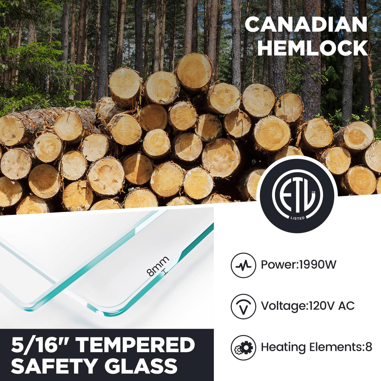 OnxyEdge 2-Person Full Spectrum Infrared Sauna with 12 * 12" Red Light Therapy & 2 Built-in Speakers, Indoor Dry Sauna 1990W/120V with Dual LED Controls for Home & Gym – Canadian Hemlock Spa Room EXTRAFEIN